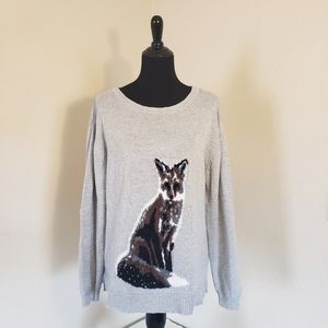 Long Sleeve Gray Sweater, Fox Detail, Lane Bryant